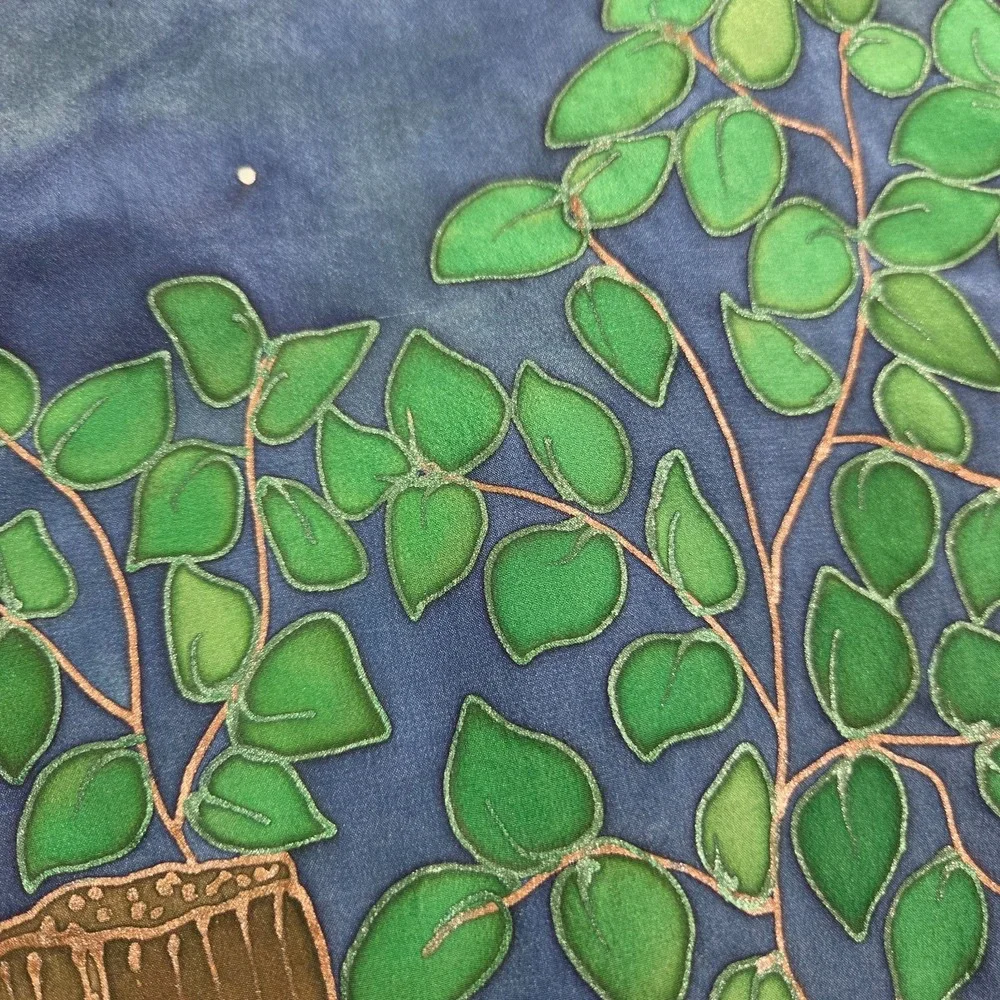 Hand painted silk scarf one of a kind Barn‎ Owl Nature Signed 65X15 Handmade